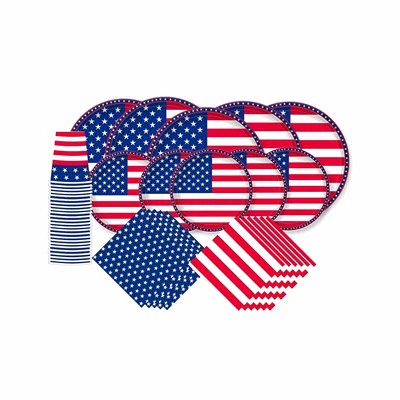 Американський прапор патріотична партія одноразові паперові таблички та чашки